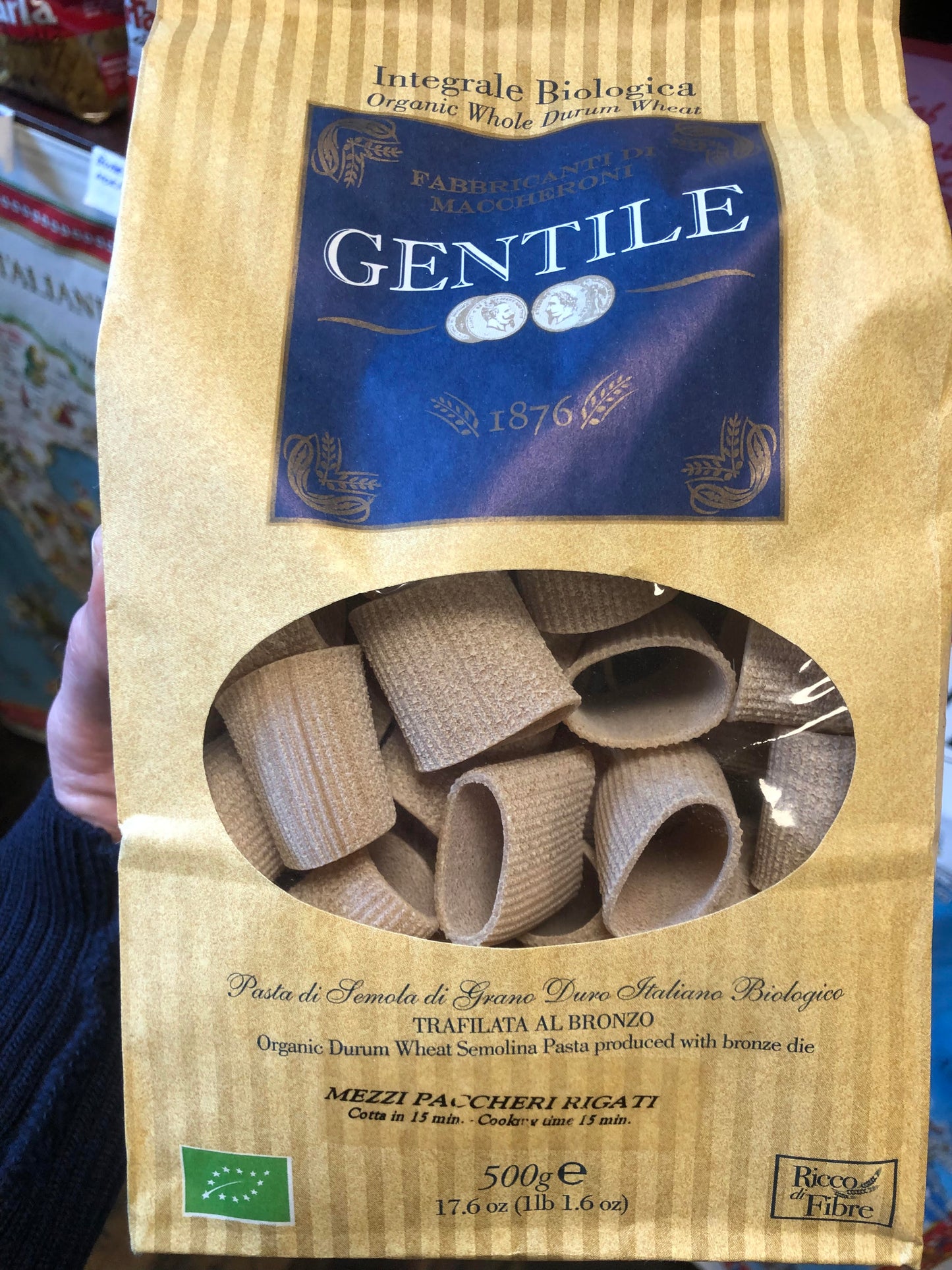 Pasta fuldkorn Mezzi Paccheri Rigati 500g